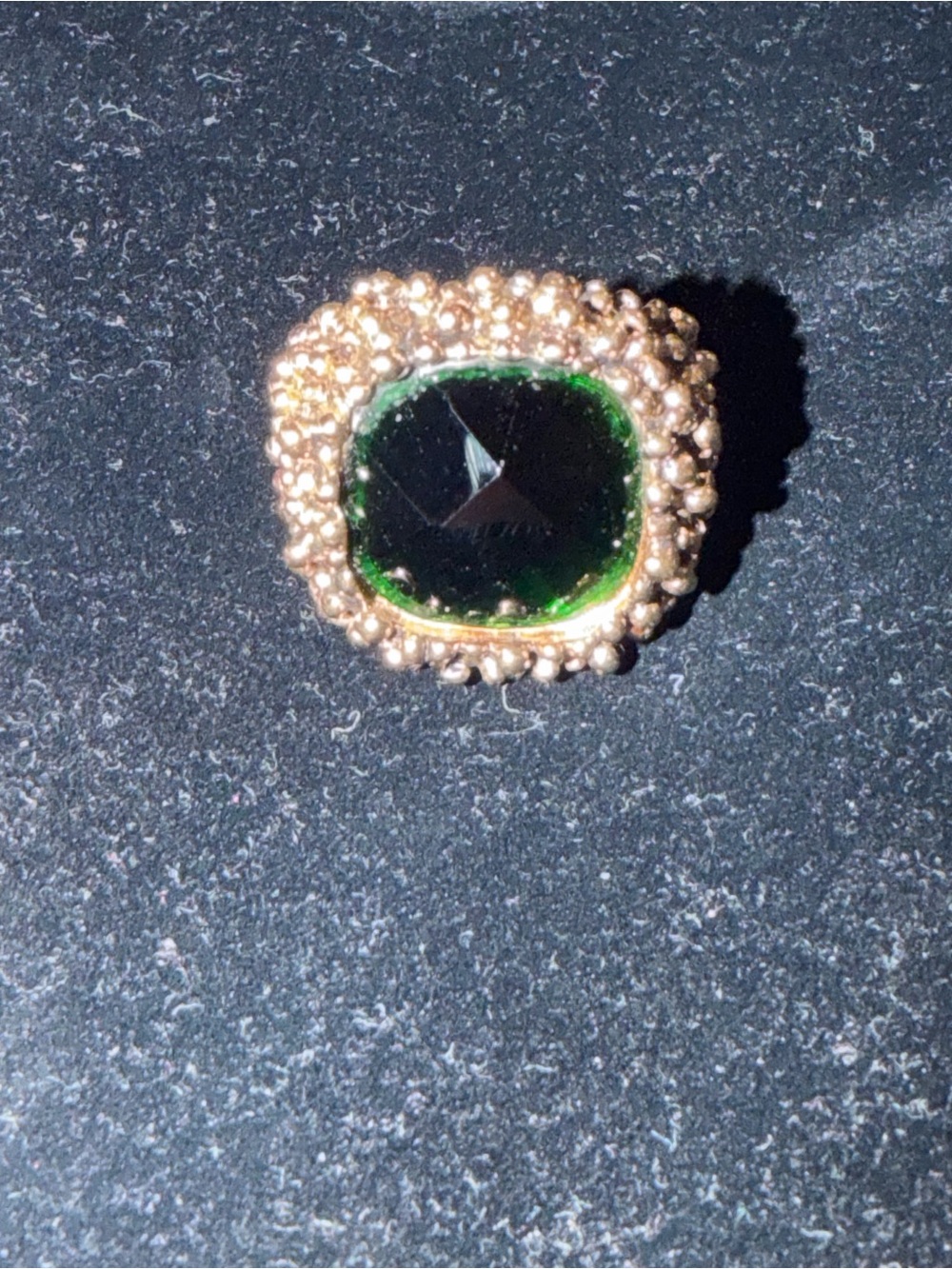 Park Lane Gold-Tone Ring with Deep Green Cushion Stone